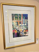 Full view of framed serigraph on wall