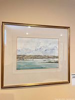 Full view of framed watercolour on wall