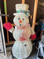 Front view of lighted snowman ornament