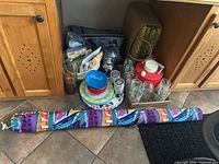Group shot showing all picnic items together on floor