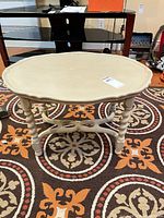 Full view of painted oval side table