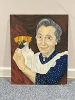 Front view of acrylic painting showing subject and details