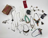 Full layout of all jewelry pieces and storage box