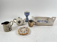 Group shot of all six studio pottery pieces