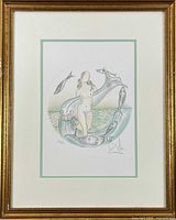 Framed Salvador Dali coloured etching showing image, signature, edition number, mat and frame