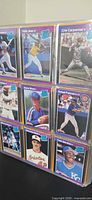 Nine-pocket page showing 1989 Donruss cards including Rated Rookie logos