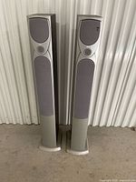 Front view of two Advent Heritage H500 tower speakers