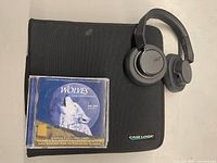 Headphones, closed CD binder, Wolves CD jewel case