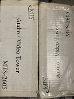 Two cartons labeled MTS Audio/Video Tower MTS-2605