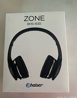 Front of box showing image of Phaiser Zone BHS-630 headphones