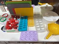 Overview showing all kitchen accessories grouped together on countertop