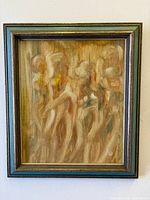 Front view of framed abstract nude oil painting