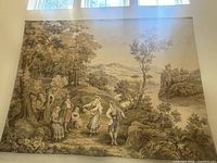 Full view of tapestry hanging on wall