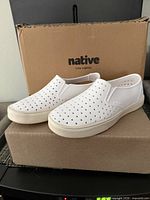 Pair of Native Miles Wanderfoam shoes on original boxes