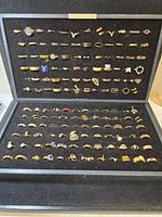 Open view of two trays showing full assortment of rings