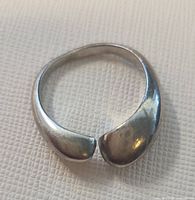 Top view of open-ended sterling silver ring