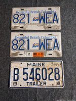 Three license plates laid out