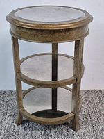Full view of three-tier round accent table