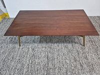 Top view of rectangular teak coffee table