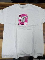 Front view of white Anti Social Social Club T-shirt with pink camo box logo