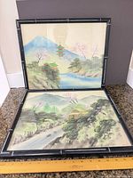 Both framed paintings showing size and design