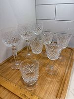 Eight Waterford Alana glasses grouped on board