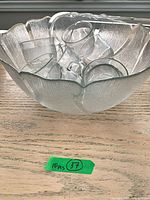 Large clear textured glass bowl containing matching handled cups