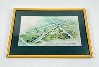 Front view of framed rendering showing artwork, mat and frame