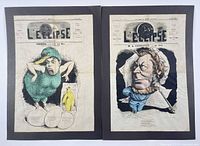 Both mounted lithograph cover sheets side by side showing full lot