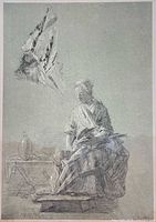 Full view of artwork on green ground