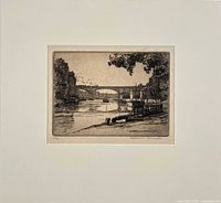 Etching matted, full view within mat