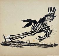 Full view of ink drawing on square paperboard