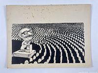 Full view of "MUJIB" cartoon on paperboard