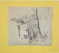 Front view of drawing showing entire image and mat