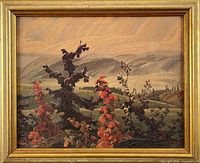 Framed oil art print close-up showing artwork detail