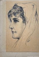 Full view of framed sheet showing entire portrait and paper edges