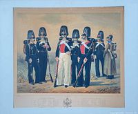 Full view of hand-coloured lithograph under mat