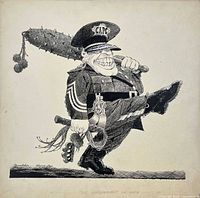 Full view of ink cartoon on paperboard