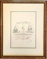 Framed view of the etching showing full mat and gilt frame