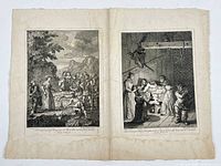 Full sheet showing both engravings side by side on laid paper