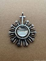 Front view of sterling silver starburst pendant