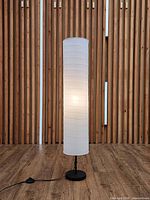 Full view of floor lamp illuminated