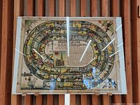 Front view of framed antique game board