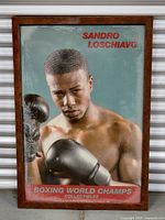 Full view of framed boxing poster prop