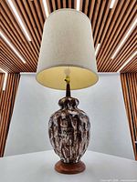 Full view of lamp with shade showing overall design