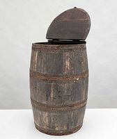 Wood barrel with lid open
