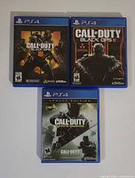 Front view of three PS4 Call of Duty game cases