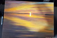 Front view of the oil painting showing entire sunset scene and colors