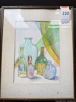 Framed watercolor still life painting overall view