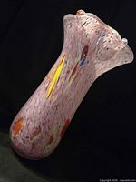 Full view of Murano-style pink splatter vase